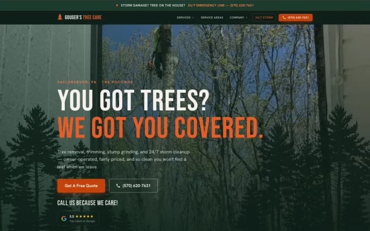 Gouger's Tree Care — website built by Marketta