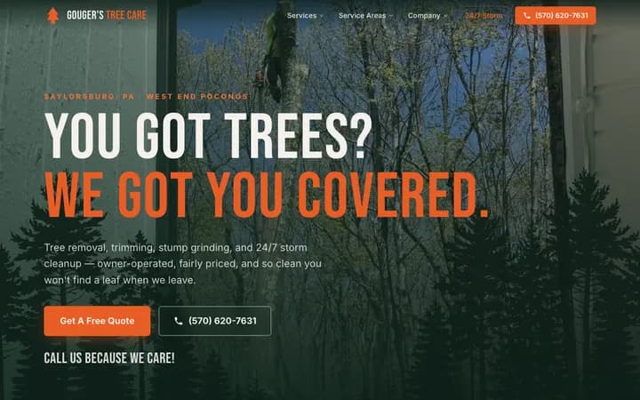 Gouger's Tree Care — website built by Marketta