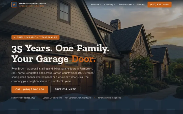Palmerton Garage Door — website built by Marketta
