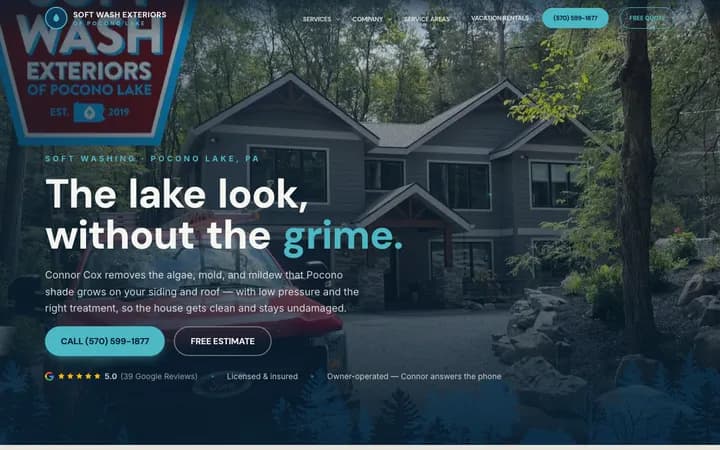 Soft Wash Exteriors — website built by Marketta